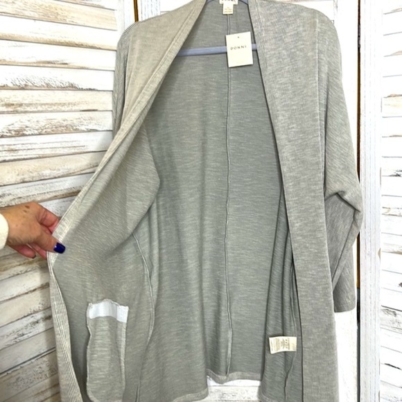 Donni. * Anthropologie Ribbed Oatmeal Open Duster Cardigan OS NEW! - Picture 7 of 10